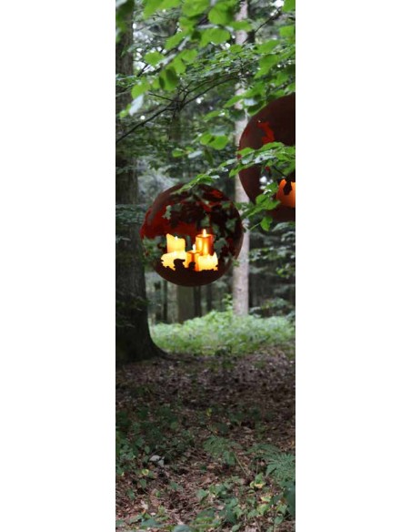 40 cm Kugeln Edelrost Riss Deko Kugel - zum Aufhängen, Ø 40cm - moderne Blumenampel 
Risskugel mit Platte innen, zum Aufh&auml;