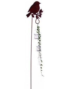 Gartendeko Rost Vogel -A- auf Ast mit Laternenstab - Höhe 28 cm - Gartenstecker - Eisenstange 160 cm 
Höhe 28 cm
Breite 25 cm