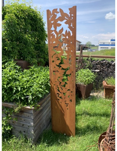 Start Schmale Sichtschutzwand Komorebi mit Blattauschnitten - Höhe 200 cm 