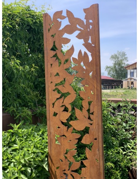 Start Schmale Sichtschutzwand Komorebi mit Blattauschnitten - Höhe 200 cm 