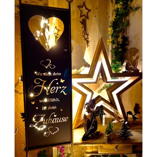 Sichtschutzwände und Paravents XXL Gartenstecker - Sichtschutz - Herz Zuhause - Höhe 205 cm - Wo sich dein Herz wohlfühlt ist de