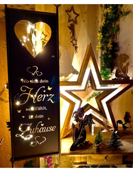 Sichtschutzwände und Paravents XXL Gartenstecker - Sichtschutz - Herz Zuhause - Höhe 205 cm - Wo sich dein Herz wohlfühlt ist de