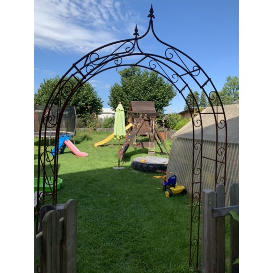 Rosenbogen Metall Rosenbogen mit Spitze - Höhe 240 cm - Schlosserqualität Metall mit Rostpatina robuster und stabiler Metall Ros