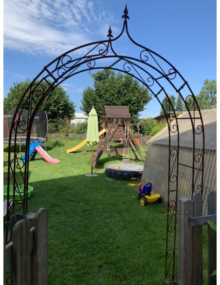 Rosenbogen Metall Rosenbogen mit Spitze - Höhe 240 cm - Schlosserqualität Metall mit Rostpatina robuster und stabiler Metall Ros