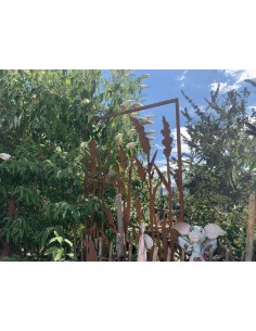 Edelrost Sichtschutzwände Schilf paravent mit Rahmen Höhe 200cm Teichdeko Raumteielr für Teich 2