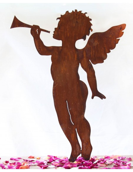 Rost Engelchen mit Trompet, Höhe 25 cm, Putte Engelsputte