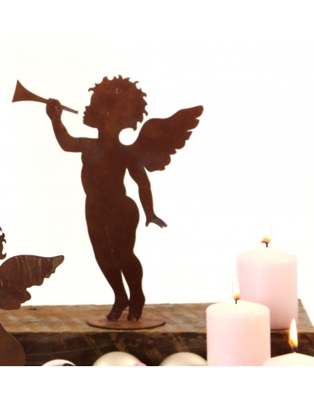 Rost Engelchen mit Trompet, Höhe 25 cm, Putte Engelsputte