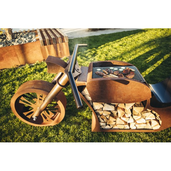 Grillstellen + große Gartengrills Grill - Motorrad - Länge 260 cm - Biker Grillstelle - Exklusiver Grill für echte Rocker und Ha