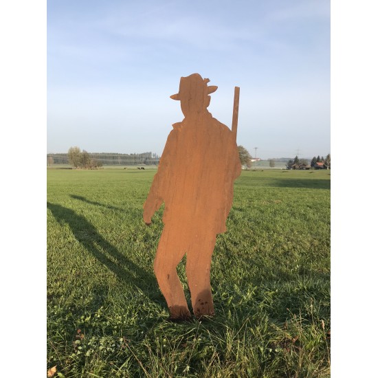 Menschen und Silhouetten Dekofigur Jäger Paul groß mit Steckrohr Höhe 180 cm Lebensgroße Figur Jäger Paul passt perfekt als Deko