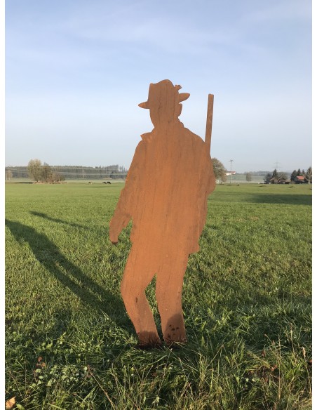 Menschen und Silhouetten Dekofigur Jäger Paul groß mit Steckrohr Höhe 180 cm Lebensgroße Figur Jäger Paul passt perfekt als Deko