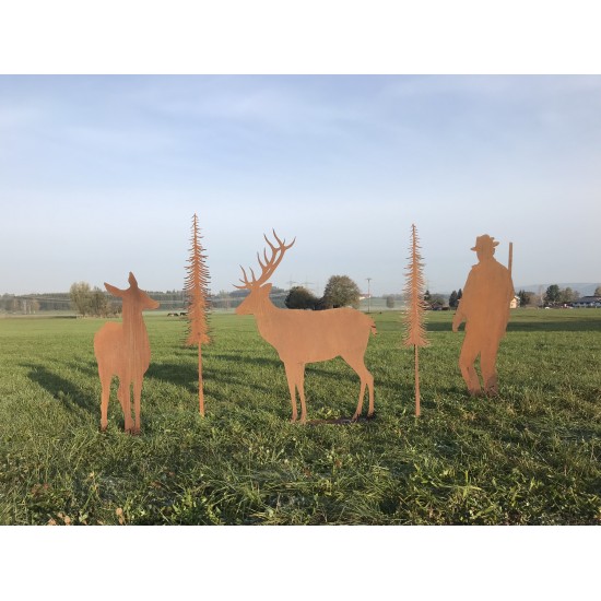 Menschen und Silhouetten Dekofigur Jäger Paul groß mit Steckrohr Höhe 180 cm Lebensgroße Figur Jäger Paul passt perfekt als Deko