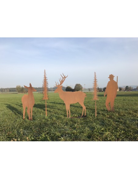 Menschen und Silhouetten Dekofigur Jäger Paul groß mit Steckrohr Höhe 180 cm Lebensgroße Figur Jäger Paul passt perfekt als Deko