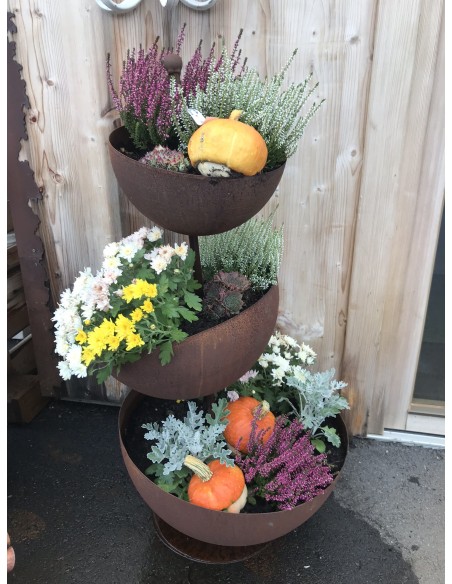 kreative Pflanzgefäße  Halbkugel Pflanzturm Topsy Truvy - Höhe 95 cm -  Pflanzgefäß Edelrost Ein ganz aussergewöhnlicher moderne