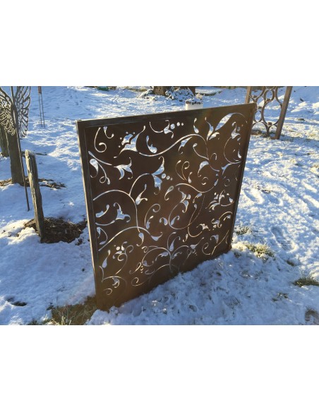 Sichtschutzwände und Paravents Florenz Sichtschutzzaun Höhe 100 cm - Breite 100 cm - Barocke Gartendeko Florenz aus Edelrost mit