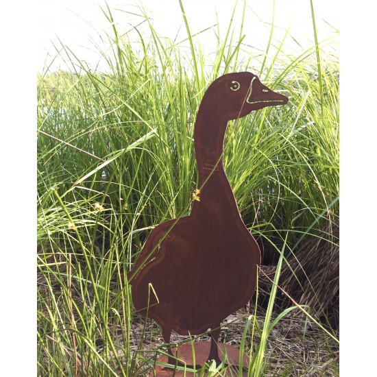 Enten und Gänse Deko Gans Metall - stehend von Vorne 60 cm hoch Diese lustige Ente scheint direkt in Deinen Garten watscheln zu