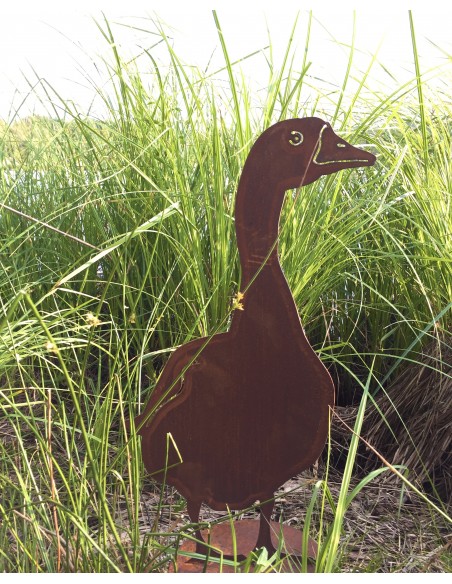 Enten und Gänse Deko Gans Metall - stehend von Vorne 60 cm hoch Diese lustige Ente scheint direkt in Deinen Garten watscheln zu 