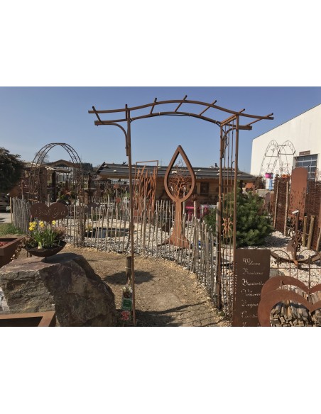 Rosenbogen Metall Rosenbogen Pergola 100 x 220 edelrost 
Höhe 220 cm
Breite 100 cm
Tiefe 44 cm
