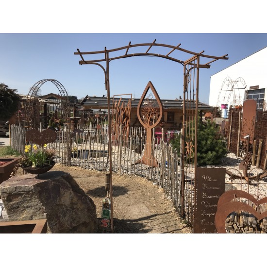 Rosenbogen Metall Rosenbogen Pergola 100 x 220 edelrost 
Höhe 220 cm
Breite 100 cm
Tiefe 44 cm
