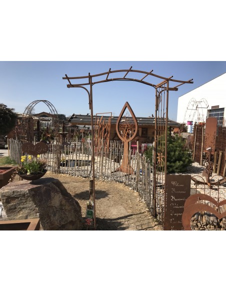 Rosenbogen Metall Rosenbogen Pergola 100 x 220 edelrost 
Höhe 220 cm
Breite 100 cm
Tiefe 44 cm
