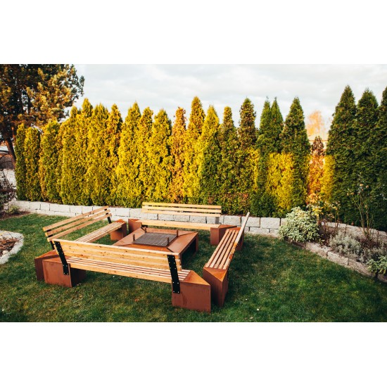 Grillstellen + große Gartengrills Grillstelle XXL Set mit Grill und Bänken 4 x 4 Meter Modell - Friendship Für romantische Grill