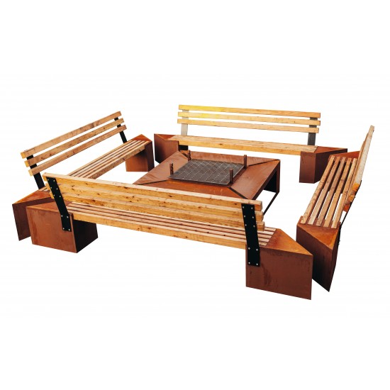 Grillstellen + große Gartengrills Grillstelle XXL Set mit Grill und Bänken 4 x 4 Meter Modell - Friendship Für romantische Grill