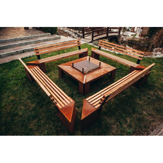 Grillstellen + große Gartengrills Grillstelle XXL Set mit Grill und Bänken 4 x 4 Meter Modell - Friendship Für romantische Grill