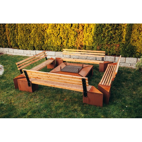 Grillstellen + große Gartengrills Grillstelle XXL Set mit Grill und Bänken 4 x 4 Meter Modell - Friendship Für romantische Grill