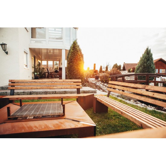 Grillstellen + große Gartengrills Grillstelle XXL Set mit Grill und Bänken 4 x 4 Meter Modell - Friendship Für romantische Grill