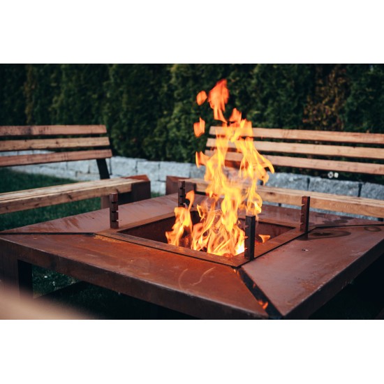 Grillstellen + große Gartengrills Rost Feuerstelle für das Grillset - Friendship - Höhe 39 cm, Länge 121 x 121 cm Feuer ist anzi