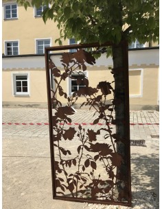 Edelrost 'Lovely' Rosenparavent Höhe 200 cm Breite  100 cm mit Umrandung Sichtschutzwand Metallwand Rostwand Dekowand  2