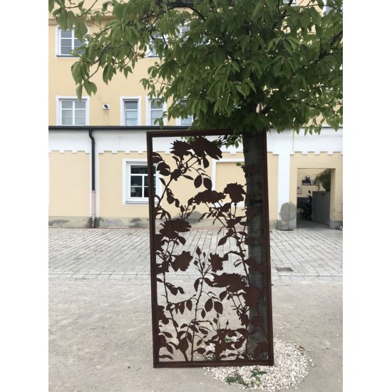 Sichtschutz 2m hoch - 200 cm Sichtschutzzaun Elemente Metall Sichtschutzwand - Lovely - mit Rosen Motiv - Höhe 200 cm - Breite 1