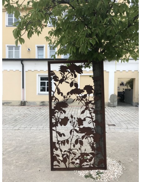 Sichtschutz 2m hoch - 200 cm Sichtschutzzaun Elemente Metall Sichtschutzwand - Lovely - mit Rosen Motiv - Höhe 200 cm - Breite 1