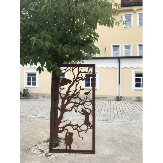 Deko Katzen und Mäuse Sichtschutzwand Katzen - Metall Paravent 200 cm hoch 


ausgefallener 2 m hoher Sichtschutz mit Katzenm