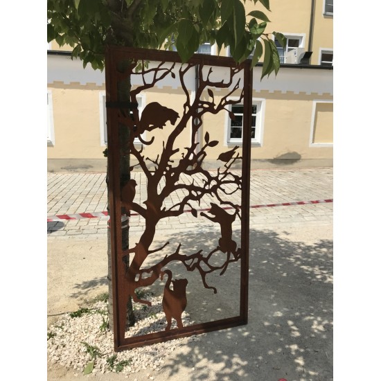 Deko Katzen und Mäuse Sichtschutzwand Katzen - Metall Paravent 200 cm hoch 


ausgefallener 2 m hoher Sichtschutz mit Katzenm