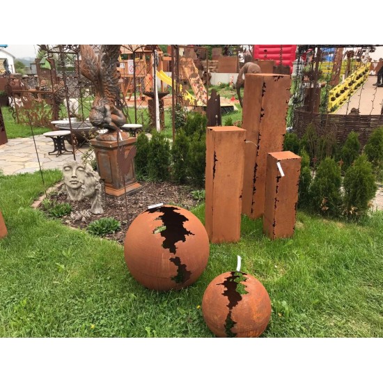 20 x 20 cm Edelrost Säule - Gravina - mit Rissen an den Kanten, eckig, Höhe 80 cm -  für tolle Gartenideen Die Edelrost Rostsäul