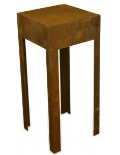 Gartendeko Rost Edelrost Gartentisch aus 2 mm Stahl, Höhe 100 cm - Grundfläche 35 x 35 cm 
Tischfläche 35 x 35 cm
Höhe 100 cm