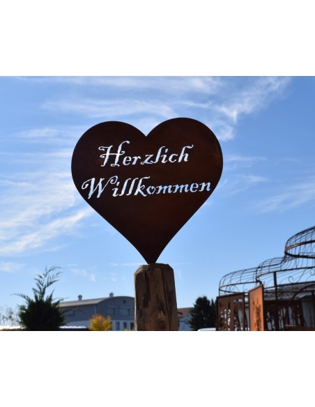 Herzige Dinge Edelrost Dekoherzen Herz Herzlich Willkommen mit
