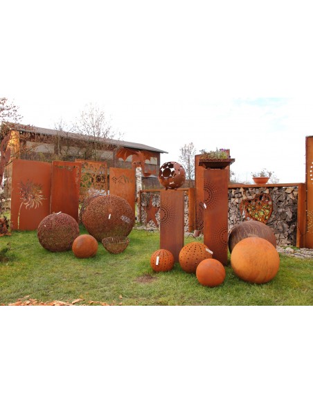 30 x 30 cm DOT - Rostsäule - Punkte Muster über Eck Höhe 125 cm Große Rostsäule 125 cm mit Pünktchen und Kreisen "DOT" Säule

