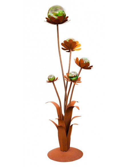 Start Edelrost Blume - Blumenzauber 1 - für 5 Glas- oder Edelstahlkugeln -Höhe 165 cm Metall-Blume Blumenzauber
Diese Glasblume