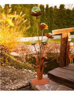 Start Edelrost Blume - Blumenzauber 1 - für 5 Glas- oder Edelstahlkugeln -Höhe 165 cm Metall-Blume Blumenzauber
Diese Glasblume 2