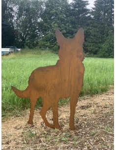 Deko Hunde Schäferhund mit Rohr zum Stecken - Höhe 90 cm 
Höhe 90 cm
Breite 67 cm
mit Rohr für 12 mm Stab
 2