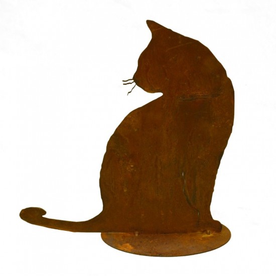 Deko Katzen und Mäuse Rostige Katze Tom sitzend H 30cm,
B 30cm
