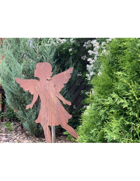 Putten Engel und Engelskinder (Putto) Gartenengel - Barbara - gross auf Standplatte - Gr. 3 Höhe 93 cm Edelrost Gartenengel "Bar