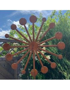 Gartendeko Rost Pusteblume (flach) als Gartenstecker - Ø 30 x 120 cm Höhe Aus Edelrost gefertigte Pusteblume in einer modernen V 2