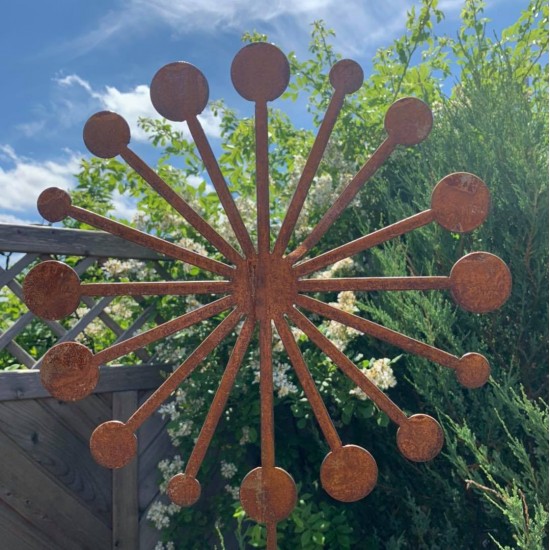 Gartendeko Rost Pusteblume (modern) Gartenstecker - Ø 30 - 120 cm Höhe Aus Edelrost gefertigte Pusteblume in einer modernen Vari