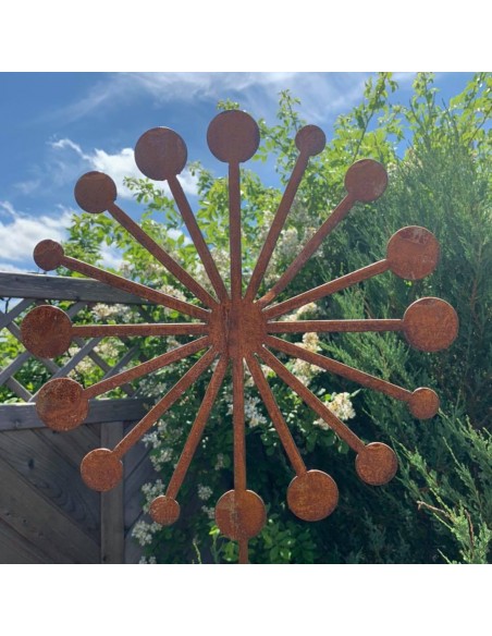 Gartendeko Rost Pusteblume (modern) Gartenstecker - Ø 30 - 120 cm Höhe Aus Edelrost gefertigte Pusteblume in einer modernen Vari