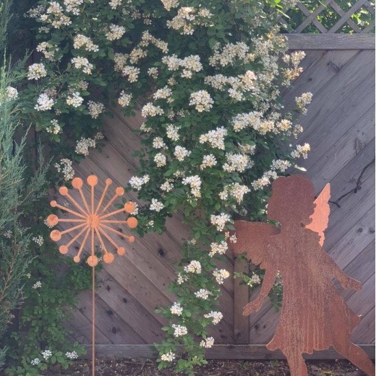 Gartendeko Rost Pusteblume (modern) Gartenstecker - Ø 30 - 120 cm Höhe Aus Edelrost gefertigte Pusteblume in einer modernen Vari