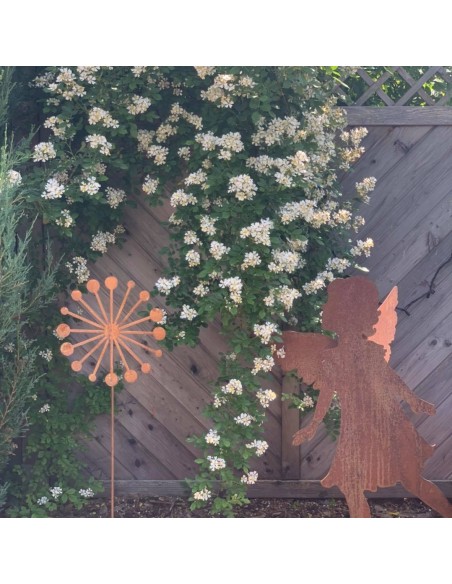 Gartendeko Rost Pusteblume (modern) Gartenstecker - Ø 30 - 120 cm Höhe Aus Edelrost gefertigte Pusteblume in einer modernen Vari