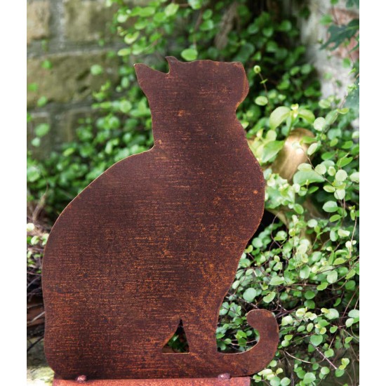 Katzenstecker Deko Katze nach oben schauend als Gartenstecker Stecken - 35 cm hoch 
schöner Katzen Gartenstecker mit eienr Katz