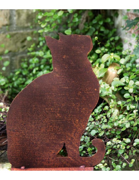 Katzenstecker Deko Katze nach oben schauend als Gartenstecker Stecken - 35 cm hoch 
schöner Katzen Gartenstecker mit eienr Katz